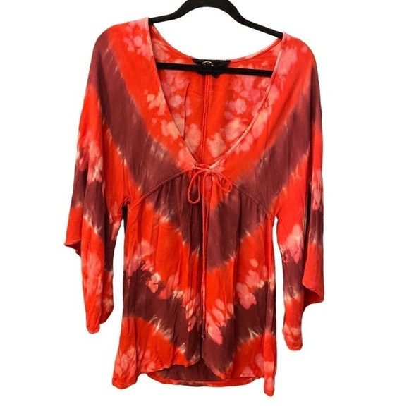 Revolve Blue Life Tie Dye Tunic Wide Sleeve Boho xs - Picture 1 of 4